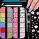 3D Flowers Manicure Gems Nail Rhinestone Glue Gel,Colorful Acrylic Flower Nail Charms Caviar Beads,Rhinestones Nails and Gem Glue Nails (UV/LED Needed) Pickup &amp; Dotting Tools