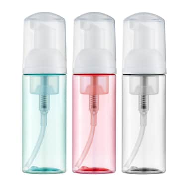 Tekson Soap Foam Bottle (60ml, 2 fl oz), Empty Travel Foaming Lash Shampoo for Cleanser, Dispenser (Clear, Pink, Green)