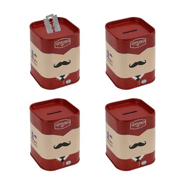 4 Pack Detachable Razor Blade Disposal Container for Used Safety Razor Blade, Large Capacity Iron Disposal Case (Red)