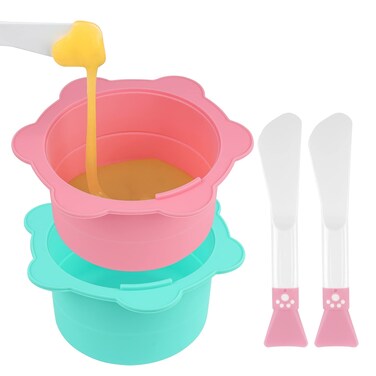 2 Pack Silicone Wax Warmer Pot, Waxing Replacement Bowl with Silicone Spatulas, Reuse Wax Pot for Hair Removal