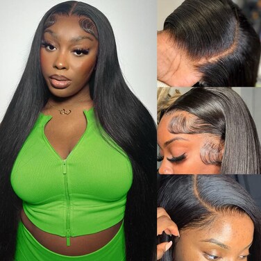 30 Inch HD Straight Lace Front Wigs Human Hair Pre Plucked Straight Lace Front Wigs 13x4 Straight Human Hair Glueless Lace Frontal Wigs 180% Density Human Hair Straight Wigs