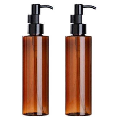 2PCS 200ml/6.7oz Empty Refillable Amber Plastic Lotion Pump Press Bottles Soap Dispensers Containers Jars with Black Pumps for Lotion Liquid Makeup Removel Oil Shampoo