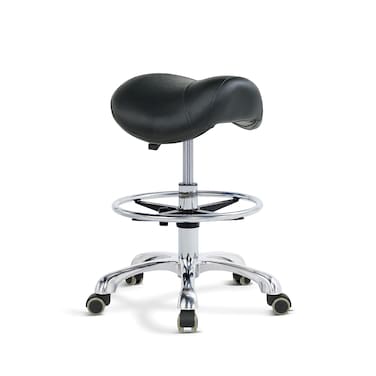 Grace&amp;Grace Ergonomic Rolling Saddle Stool Chair with Wheels Adjustable Swivel Stool with Back and Footrest Heavy Duty for Esthetician, Artist, Dental, Medical, Spa, Salon, Cutting, Home Office