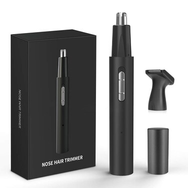 Nose Trimmer for Men, Professional Painless USB Rechargeable Nose Hair Trimmer for Men and Women, IPX7 Waterproof Easy Cleaning Dual Edge Blades Ear and Nose Hair Trimmer for Men (Black)