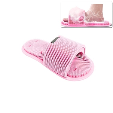 Shower Foot Scrubber,Soft Silicone Foot Cleaner with Non-Slip Suction Cups,Exfoliating Dead Skin Foot Massager Slipper improve Circulation &amp; Soothes Tired Feet for Unisex Adults - 1pcs (Pink)