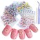 DANNEASY 30 Sheets Self-Adhesive Nail Art Stickers Butterfly Flower Nail Stickers 5D Nail Decals for Women Girl Kids Nail Decoration Kit Nail Accessories with 1pc Nail Tweezers, Cuticle Stick