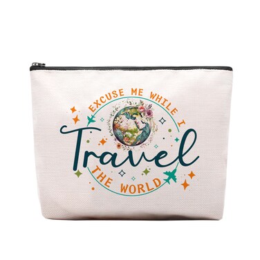 Travel Gifts for Women Makeup Cosmetic Bag, Best gifts for International Travelers People Who Love Travel, Flight Attendant Essentials Gifts, Women Weekend Trip Travel Stuff Bags for Toiletries