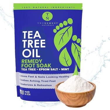 Truremedy Naturals Tea Tree Oil Foot Soak with Epsom Salt and Mint - 14 Ounce Refreshing Foot Bath Salt That Gently Exfoliates Skin and Soothes Sore Feet
