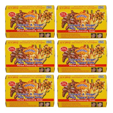 ASANTEE Tumeric &amp; Ginger with Honey Cleansing Soap (Pack of 6)