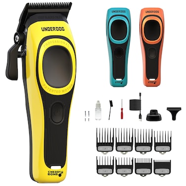 CHERRY BOMB Professional Hair Clippers for Men, Cordless Men Hair Clippers Set, High Rotation Speed Barber Clippers with DLC Plated Stainless Steel Silent Teeth - Under Dog