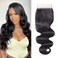 Body Wave Closure Human Hair Free Part 4&times;4 swiss transparent lace closure 100% Unprocessed Brazilian Body Wave Human Hair 150% Density Natural Color 18 Inch
