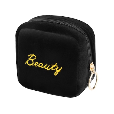 Small Makeup Bag Mini Pouch Portable Mini Make Up Bag for Purse Extra Small Makeup Bag Lipstick Holder for Women and Girls(Black)