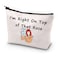 JYTAPP Don't Tell Mum Inspired Gift Tv Show Gift I'm Right On Top of That Rose Makeup Bag Funny 80s 90s New Job Gift Tv Show Lover Gifts, beige