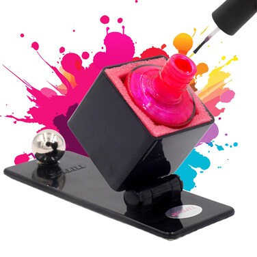 Nail Polish Holder - Anti-Spill Nail Polish Organizer Case-Nail Care Products with Rubber Pad Grippy Bottom &amp; Wide Stable Base-Nail Polish Holder and Organizer for Mani/Pedi, Nail Art Tools (Black)