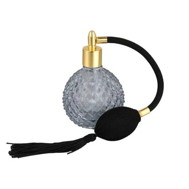 Vintage Perfume Spray Bottle 100ml Refillable Perfume Glass Empty Crystal Bottle with Long Tassel (Black)