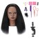 SOPHIRE 14" 100% Real Hair Mannequin Head with stand, Hairdresser Cosmetology Mannequin Manikin Training Practice Doll Head for Braiding Hairstyling - Black
