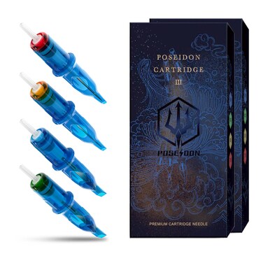 POSEIDON V3 Tattoo Cartridge Needles 30Pcs with Membrane Safety Cartridges Disposable Tattoo Needle for Tattoo Artists Round Liner (1003RL)