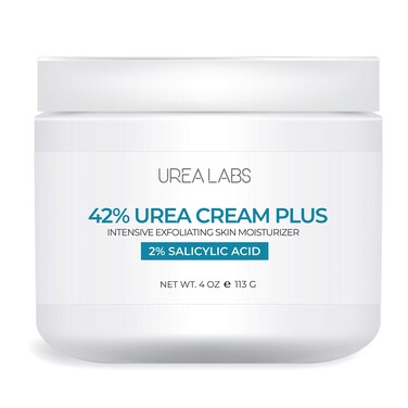 42% Urea Cream PLUS w/ 2% Salicylic Acid, 4 Oz Highest Potency Intensive Exfoliating Foot Cream Corn &amp; Callus Remover Skin Moisturizer to Soften Calluses, Damaged Skin &amp; Nails (1)