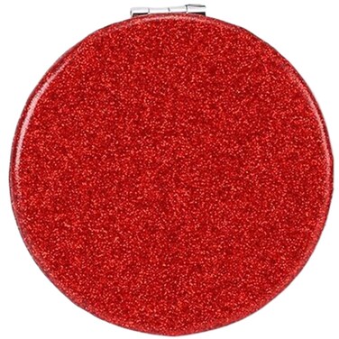 Red Compact Mirror for Purse,Magnifying Travel Mirror with Glitter,Double-Sided Small Pocket Mirror,Portable 2 x 1x Magnification Folding Makeup Mirror,Cosmetic Mirror for Gift