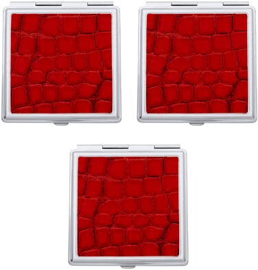 Stephanie Imports Set of 3 Double Sided Magnifying Square Compact Mirrors with Leatherette Insert (Black)