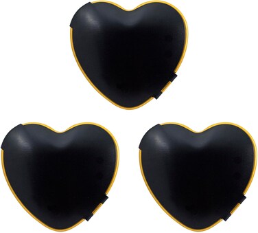 Stephanie Imports Set of 3 Heart Shaped Dual Color Compact Mirrors with Brushed Metal Finish (Black &amp; Gold)