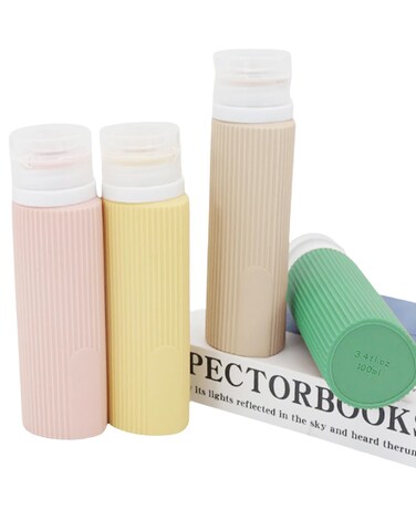 Silicone Travel Bottles 4 Pack Leak Proof Squeezable,3.4 floz/ 100ml Travel Accessories for Shampoo Body Wash Liquids Refillable Squeeze Bottles