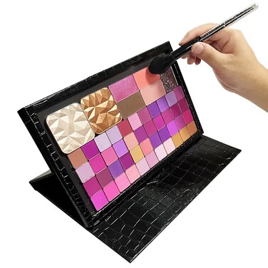 Portable ipad style Standable large empty magnetic palette, holding 60pcs 26mm round or square magnetic pan,Big black magnetic palette