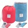 INVODA 2PCS Travel Cosmetic Bags Barrel Makeup Bag Portable Foldable Cases Multifunctional Toiletry Bucket Bags Round Bag Organizer (Blue+Red)