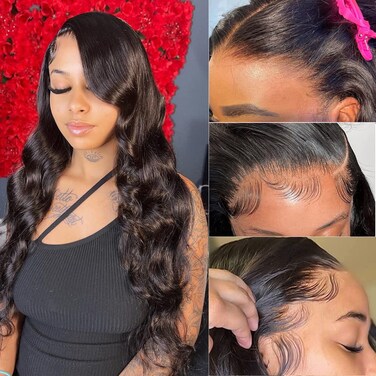 Wear and Go Glueless Wigs Body Wave Lace Front Wigs Human Hair Pre Cut Lace Wigs Human Hair With Baby Hair 13x4 Lace Frontal Wigs For Beginners Black Women 150% Density Natural Color 20 Inch