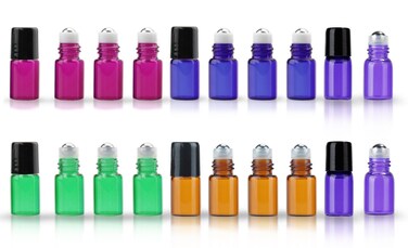 20 Pack Set 2ML(5/8 Dram) Micro Mini Glass Roll on Glass Bottles with Metal Roller Balls Refillable Slim Sample Vial Aromatherapy Essential Oil Roll On(2ML MIX)