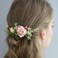 Fangsen Silver Wedding Rose Flower Pinecones Hair Comb Bridal Flower Hair Clip Floral Christmas Hair Accessories (Pink)