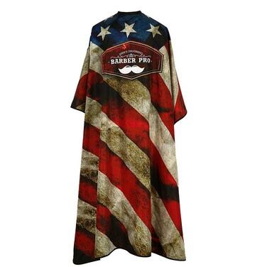 Barber Cape, Hair Cutting Cape with Snap Closure, Professional Salon Cape, Hairdressing Cape, for Hairdresser 64'' x 57'' (Retro American Flag Print)