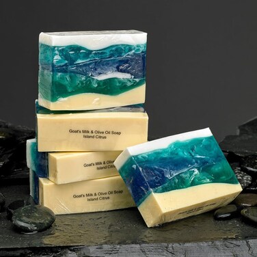 Grecian Goats Milk &amp; Olive Oil Ocean Soap, 2-Pack - Natural Bar Soap with Island Citrus Scent, Moisturizing Body &amp; Face Wash, Handmade Goat Milk Soap for All Skin Types