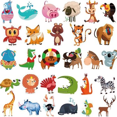 Ooopsiun Zoo Animals Temporary Tattoos for Kids- 100 Tattoos, Animals Birthday Party Decorations Supplies Favors for Kids Boys Girls