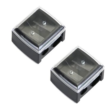 2Pcs Black Eyeliner Sharpener,Makeup Pencil Sharpener,Pencil Sharpeners for Eyebrow Eyeliner Pencil Tool,Dual Holes Eye Pencil Sharpener with Cover Portable Cosmetic Sharpener,Makeup Brushes and Tools