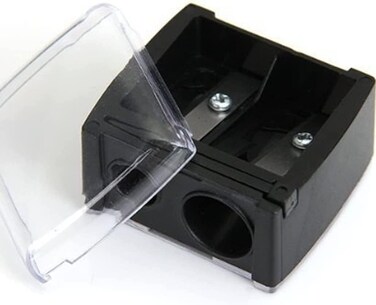 Black Eyeliner Sharpener Makeup Pencil Sharpener Pencil Sharpeners for Eyebrow Eyeliner Pencil Tool Dual Holes Eye Pencil Sharpener with Cover Portable Cosmetic Sharpener，Makeup Brushes and Tools