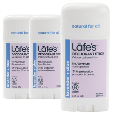 Lafe's Natural Deodorant   2.25oz Aluminum Free Natural Deodorant Stick for Women &amp; Men   Paraben Free &amp; Baking Soda Free with 24-Hour Protection (Lavender &amp; Aloe, 2.25 Ounce (3-Pack))