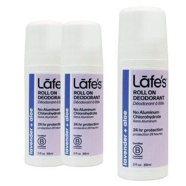 Lafe's Natural Deodorant   3oz Roll-On Aluminum Free Natural Deodorant   Lavender &amp; Aloe   3 Pack