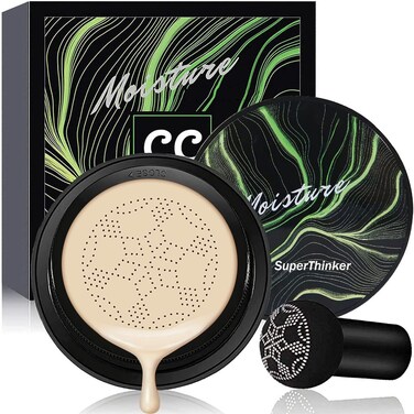Air Cushion CC Cream Mushroom Head Foundation, Moisturizing BB Cream Makeup Long Lasting Matte Concealer (Ivory)
