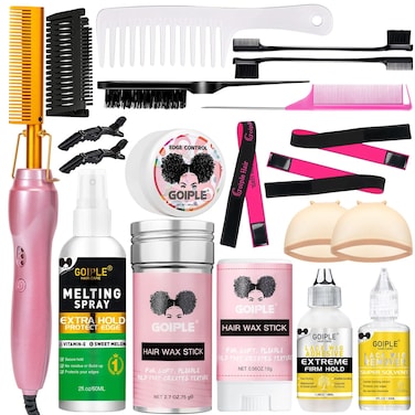 Electric Hot Comb Hair Straightener Heat Pressing Combs Ceramic Curling Flat Iron Curler, Hot Comb Electric for Wigs Electrical Straightening Comb Curling Iron for Natural Hair with Anti-Scald Case