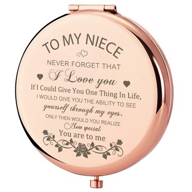 GAOLZIUY Niece Gifts Compact Mirror - Rose Gold, Birthday &amp; Special Occasion Gifts for Niece from Aunt or Uncle