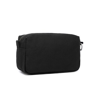 Organizer Bag -Lightweight Cosmetic Bag with Ring Clasp, Perfect Travel Makeup Bag for Women,nylon Stand Up Design (Black/Canvas)