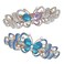 Rhinestone Crystal Barrettes - Set of 2 - Jeweled Butterfly Hair Clips - 1 with Blue Crystals and 1 with Mulit-Colored Crystals - Rose Gold Tone Metal Barrette - 3.5"W x 1.25"H -