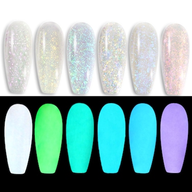 Glow in the dark Opal Gel Nail Polish 6 Colors Set Color Changing Semi Clear Top Coat Gel Polish (GP015)