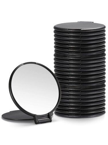 Compact Mirror Bulk, Round Makeup Mirror for Purse, Set of 24 (Black)