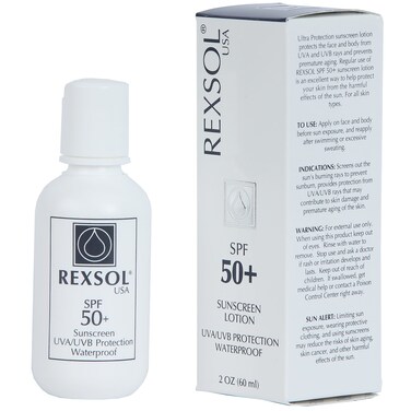 REXSOL SPF 50+ Sunscreen UVA UVB Protection Waterproof   With Vitamin C, Vitamin E &amp; Vitamin A   Maximum reinforced protection against UVA and UVB rays   Prevent fine lines and wrinkles(60 ml/2 fl oz)