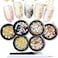 SILPECWEE 6 Boxes 3d Nail Charms Gold Nail Art Charms Flat Back Nail Rhinestone Nail Jewels Nail Gems Pearls for Nails DIY Nail Decoration with 1pc Tweezers, Picker Pencil