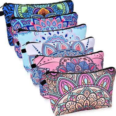 Chuangdi 6 Pieces Makeup Bag Toiletry Pouch Waterproof Cosmetic Bag with Zipper Travel Packing Pouch 8.7 x 5.3 Inch Small Cosmetic Organizer Accessory for Women and Men(Multicolor Style)