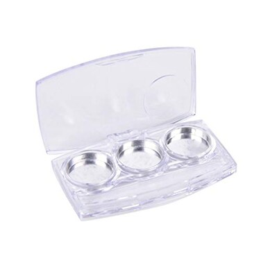 10 Pcs Clear Empty Eyeshadow Palette Plastic Eyeshadow Storage Box Case with 3 Grids Palettes Lipstick Box Pigment Palette Tray Plastic Cosmetics Container Box DIY Makeup Powder Sample Box