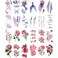 25 Sheets Small Temporary Tattoos, Flowers Ocean Animals Jellyfish Whale Hands Face Tattoo Sticker for Men Women, Leaves Body Art on Arm Neck Shoulder Clavicle Waterproof